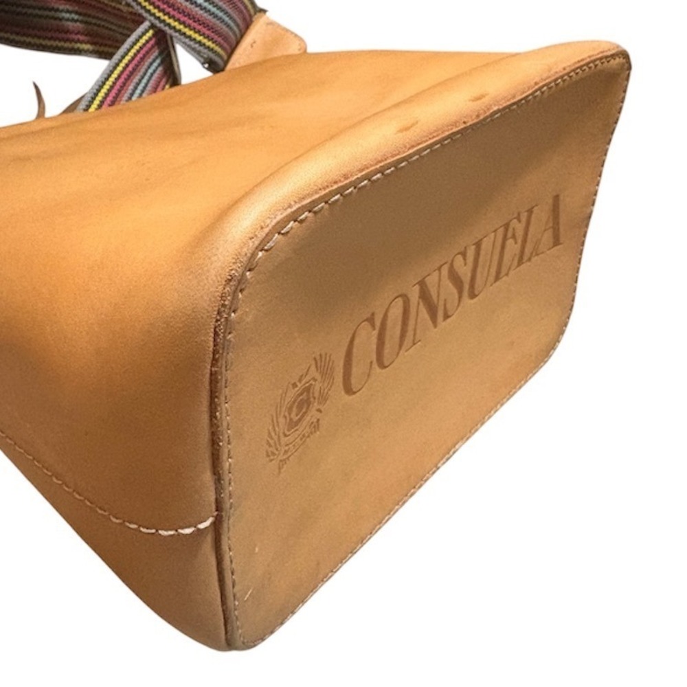 Consuela Diego Wedge Crossbody Bag Women's Tan Leather Multi-Color Strap - Picture 5 of 7